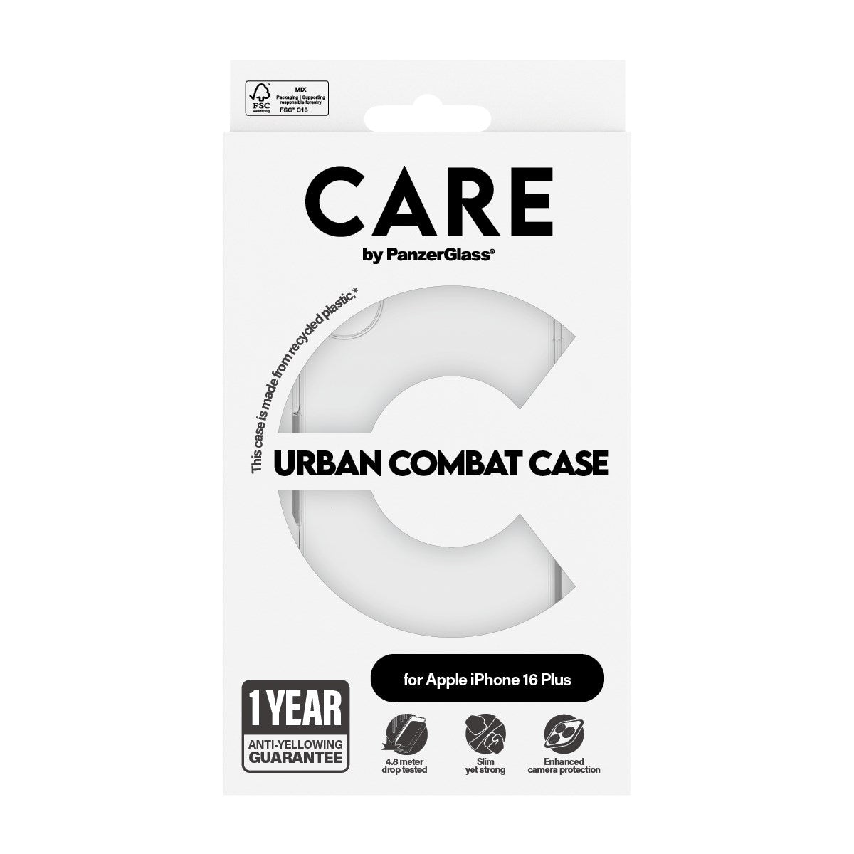 CARE by PanzerGlass® Flagship Case Transparent Urban Combat m. Klarer Rahmen iPhone 16 Plus