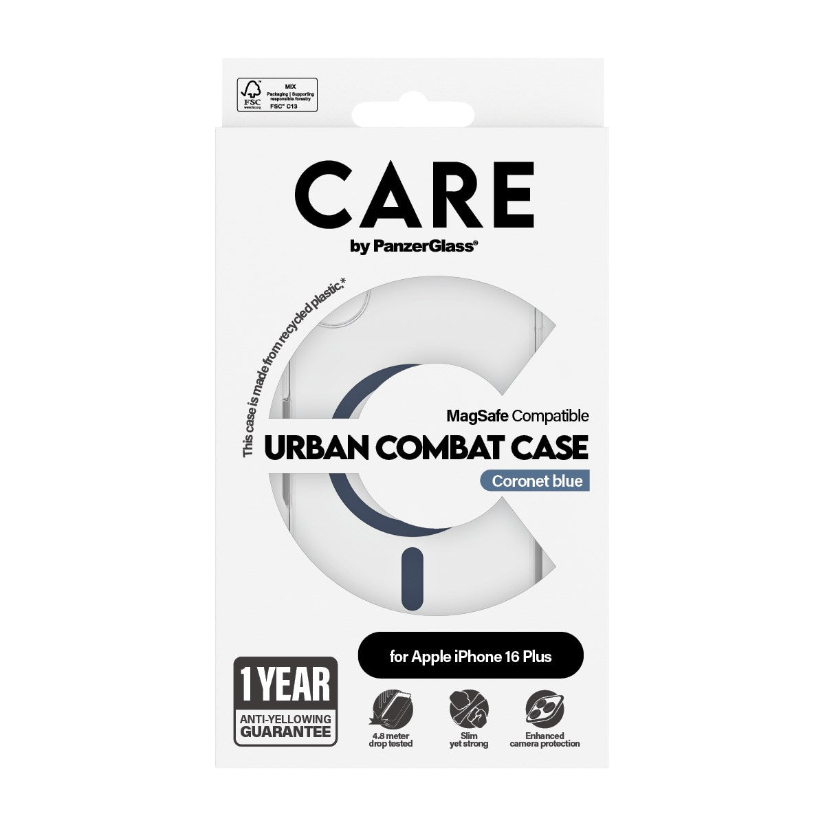 CARE by PanzerGlass® Flagship Case Transparent Urban Combat m. Blau MagSafe iPhone 16 Plus