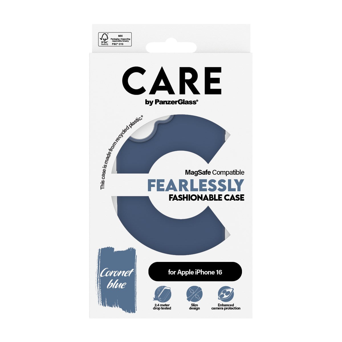 CARE by PanzerGlass® Fashionable Case Blau m. MagSafe iPhone 16