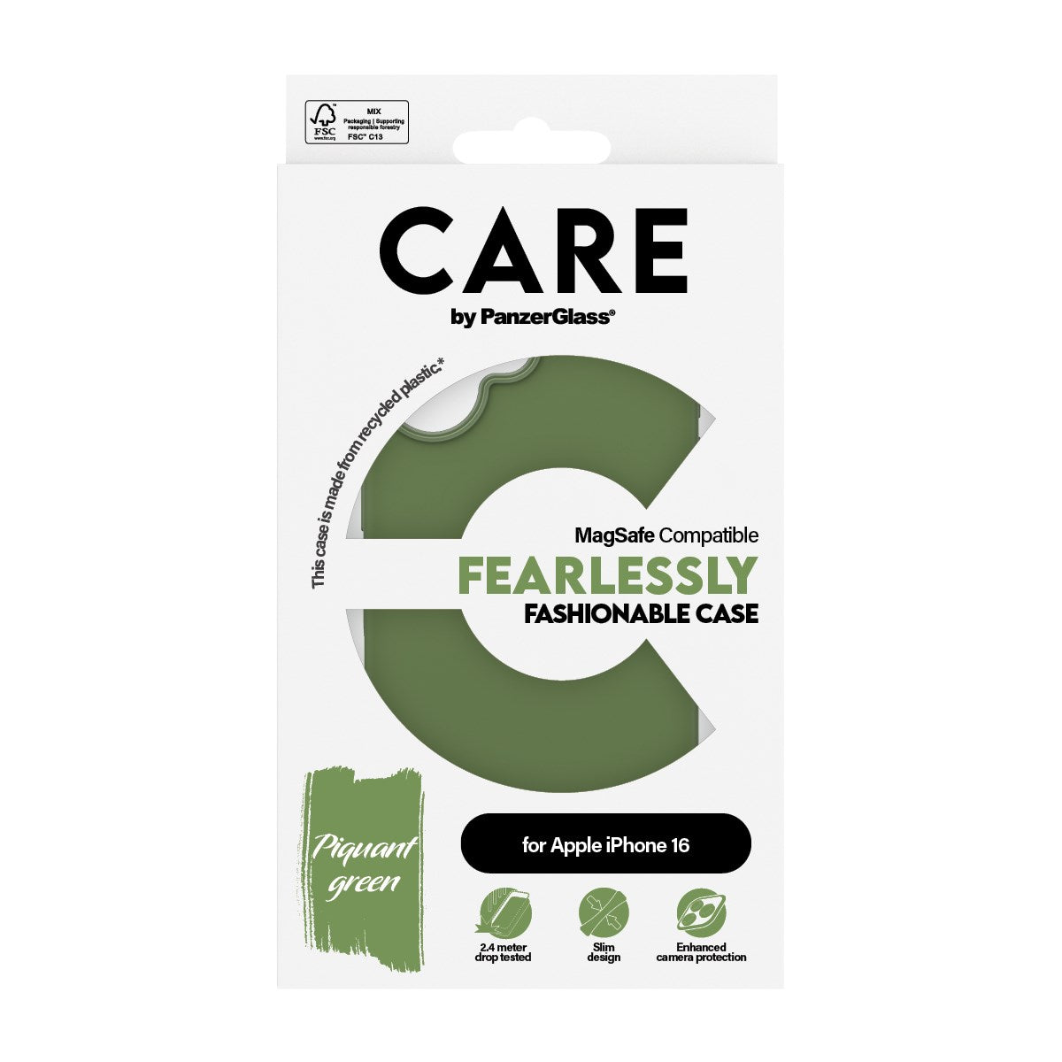 CARE by PanzerGlass® Fashionable Case Grün m. MagSafe iPhone 16