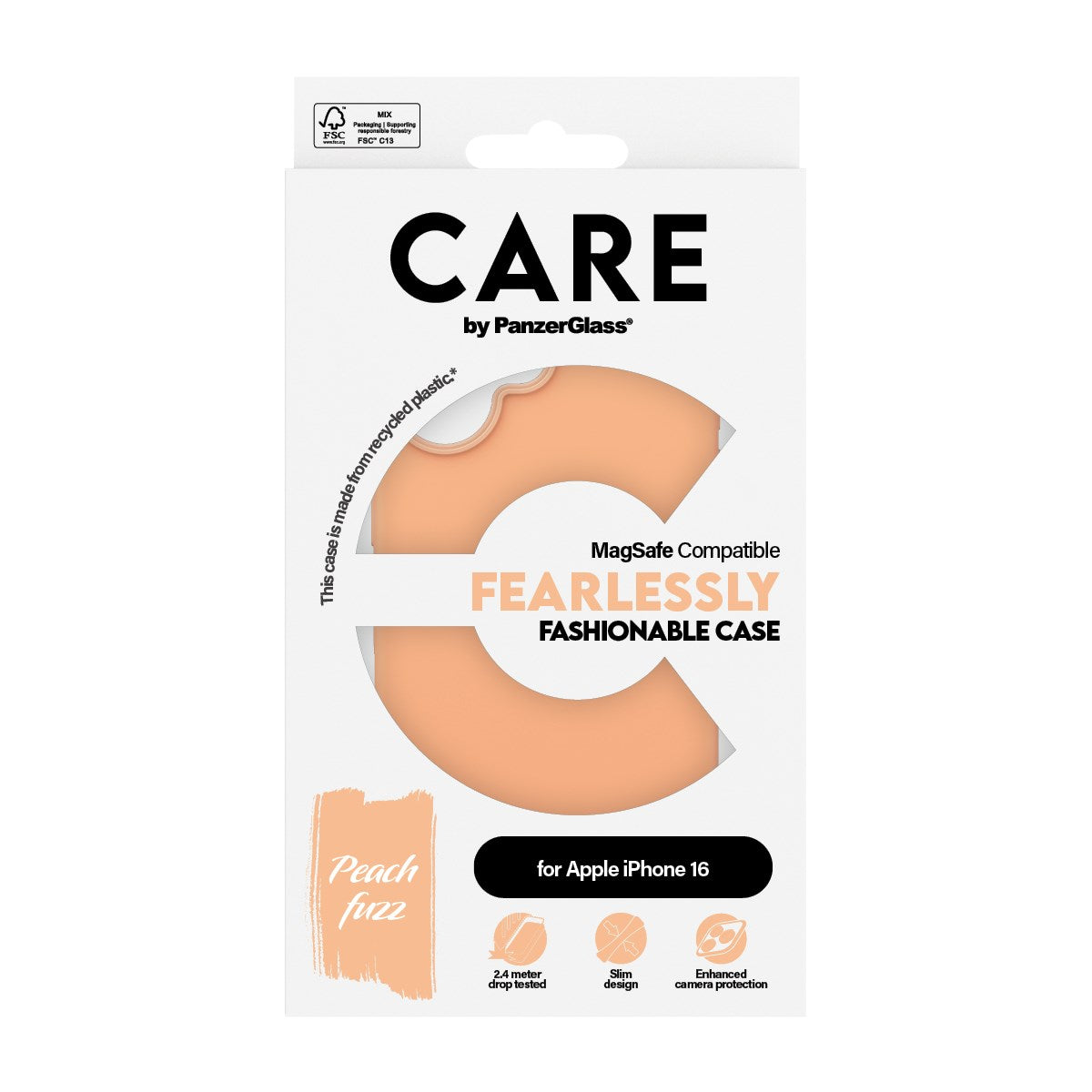 CARE by PanzerGlass® Fashionable Case Peachy m. MagSafe iPhone 16