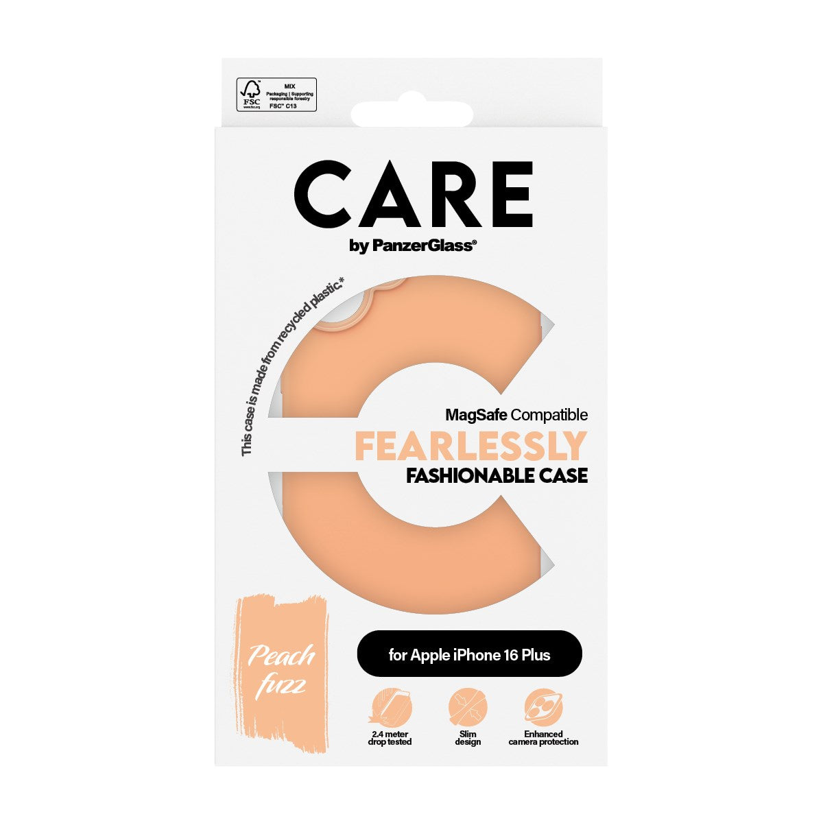 CARE by PanzerGlass® Fashionable Case Peachy m. MagSafe iPhone 16 Plus