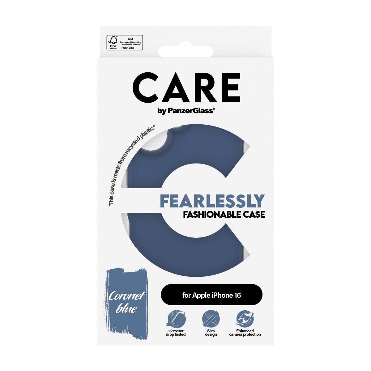 CARE by PanzerGlass® Fashionable Case Blau iPhone 16