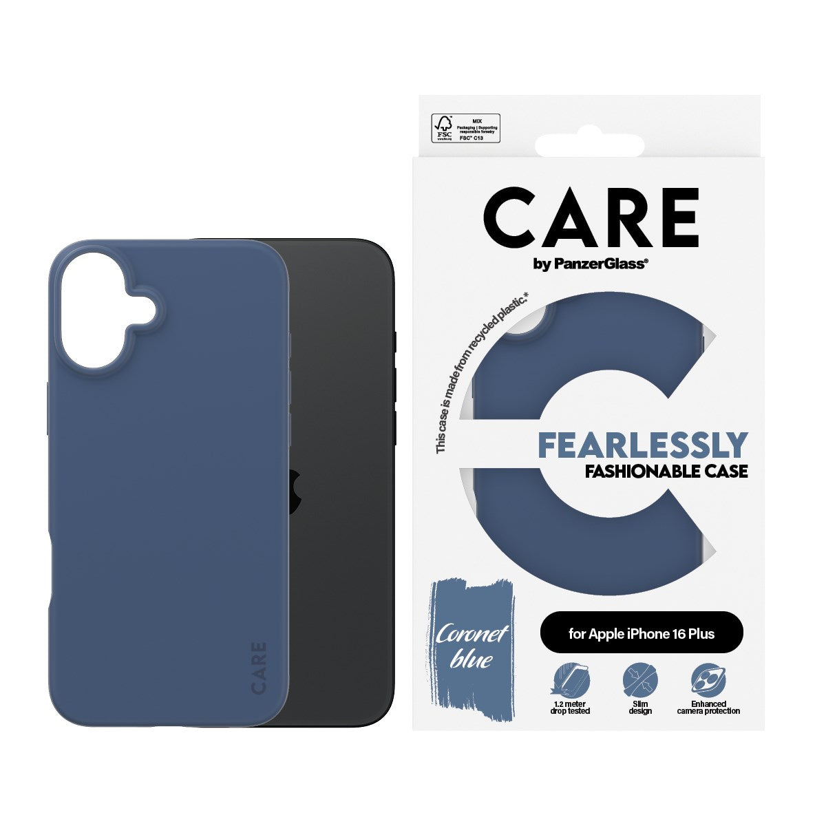 CARE by PanzerGlass® Fashionable Case Blau iPhone 16 Plus