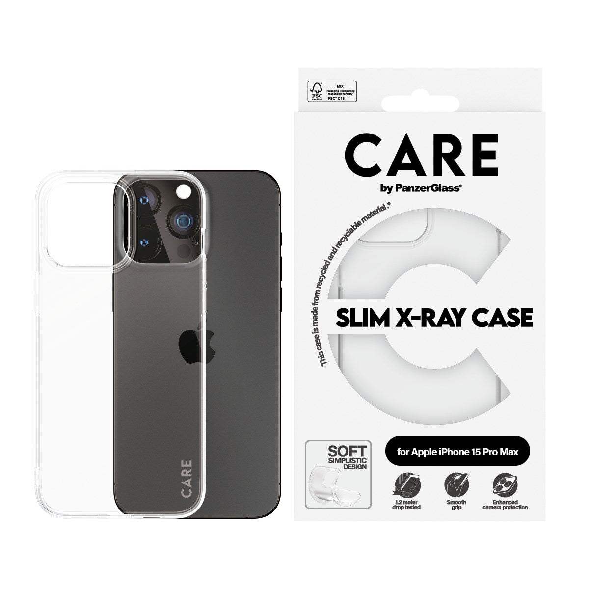 CARE by PanzerGlass® Fashionable Case Transparent X-Ray Soft Basic iPhone 15 Pro Max