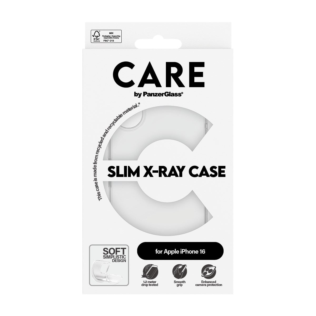 CARE by PanzerGlass® Fashionable Case Transparent X-Ray Soft Basic iPhone 16