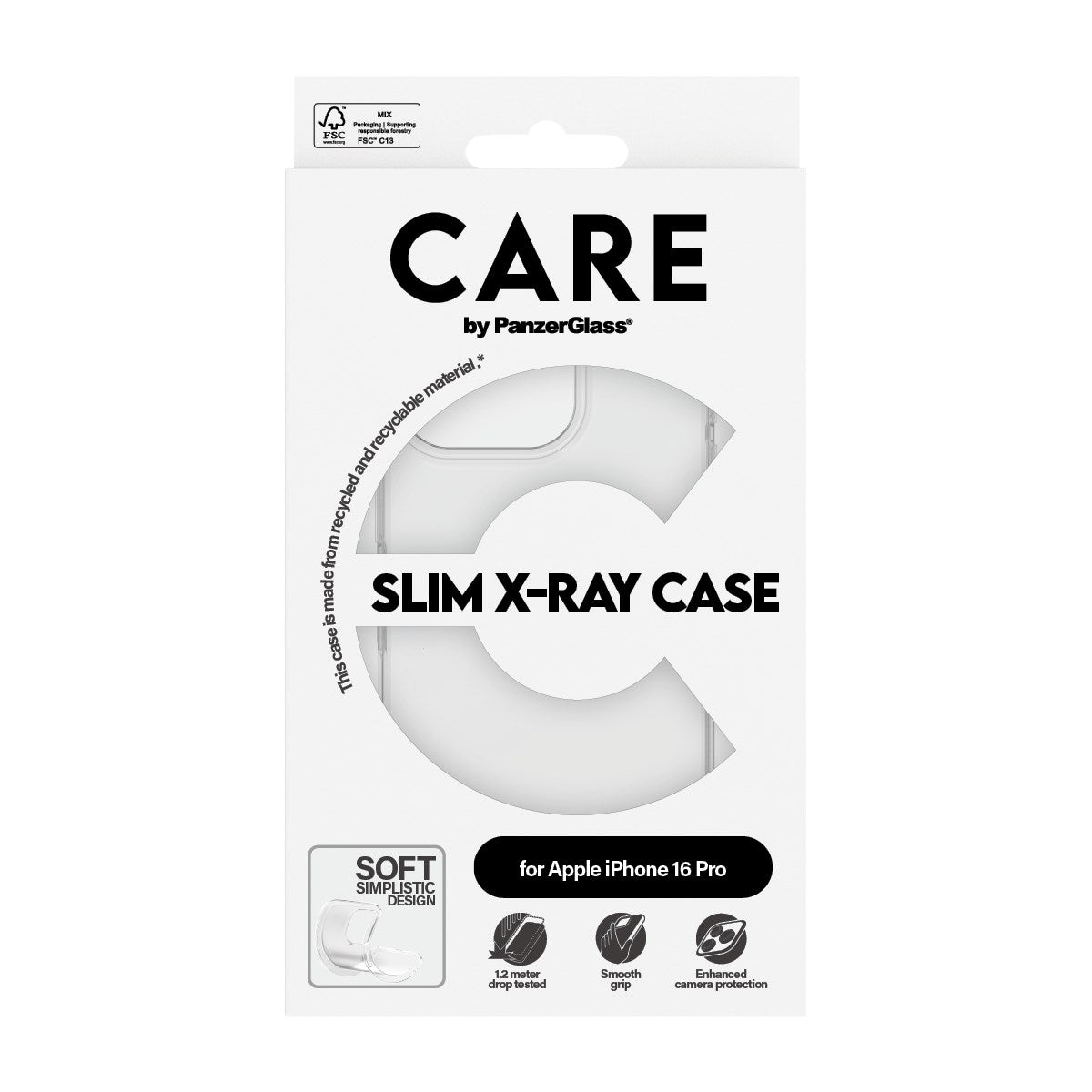 CARE by PanzerGlass® Fashionable Case Transparent X-Ray Soft Basic iPhone 16 Pro