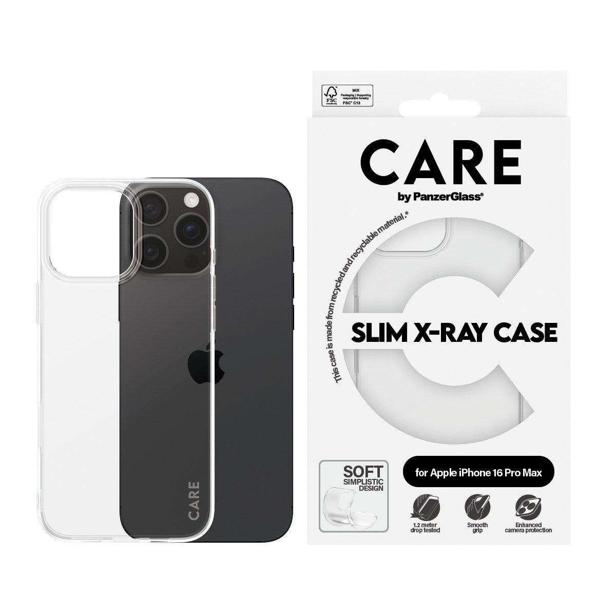 CARE by PanzerGlass® Fashionable Case Transparent X-Ray Soft Basic iPhone 16 Pro Max