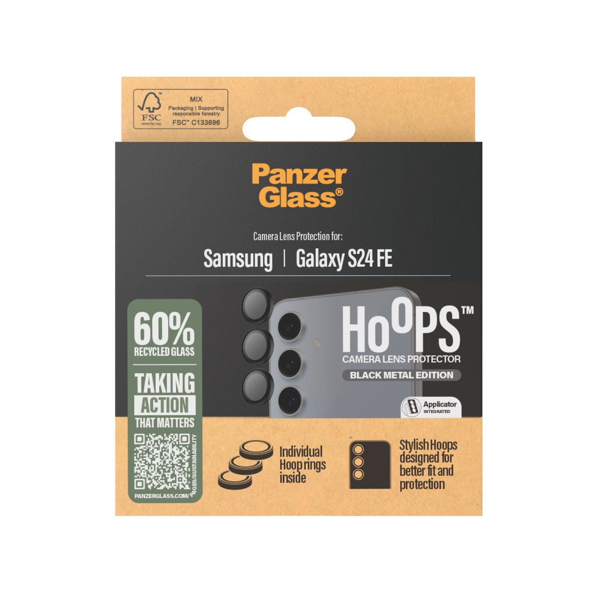 PanzerGlass® Hoops® Schwarz Kameraschutz Samsung Galaxy S24 FE