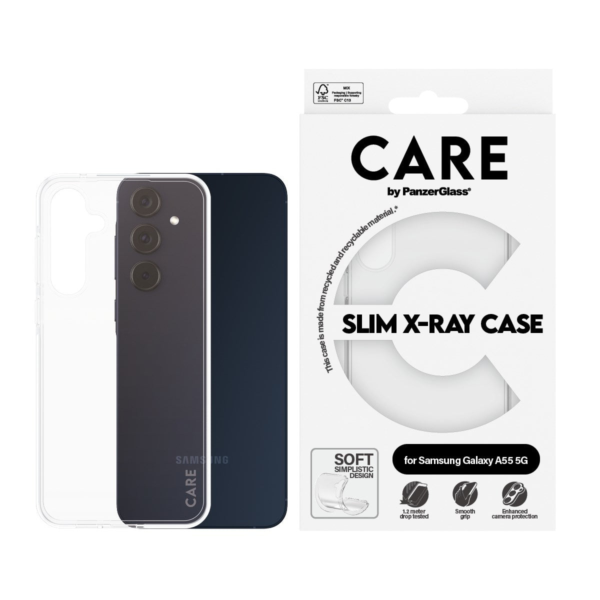 CARE by PanzerGlass® Fashionable Case Transparent X-Ray Soft Basic Samsung Galaxy A55