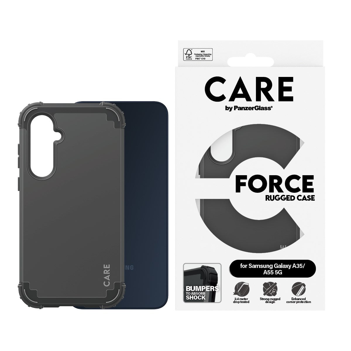 CARE by PanzerGlass® Fashionable Case Schwarz FORCE Samsung Galaxy A35 5G