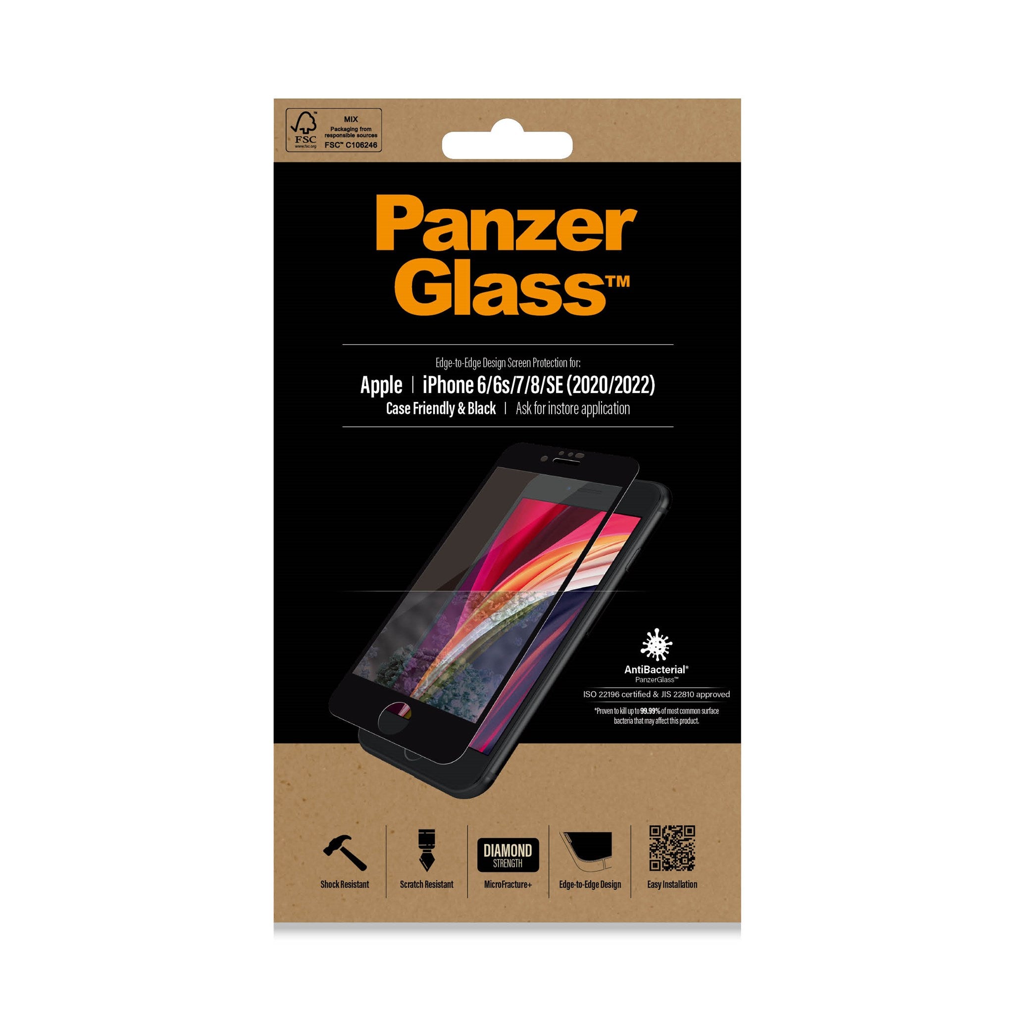 PanzerGlass® Displayschutzglas iPhone 8 | 7 | 6s | 6 | SE 2020 | Edge-to-Edge