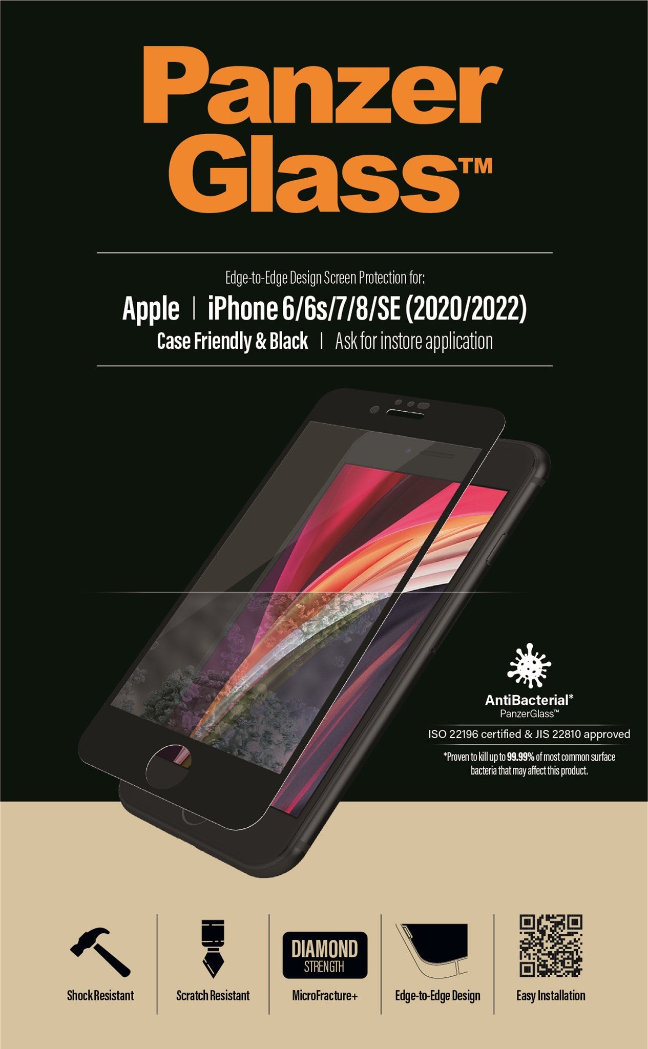 PanzerGlass® Displayschutzglas iPhone 8 | 7 | 6s | 6 | SE 2020 | Edge-to-Edge