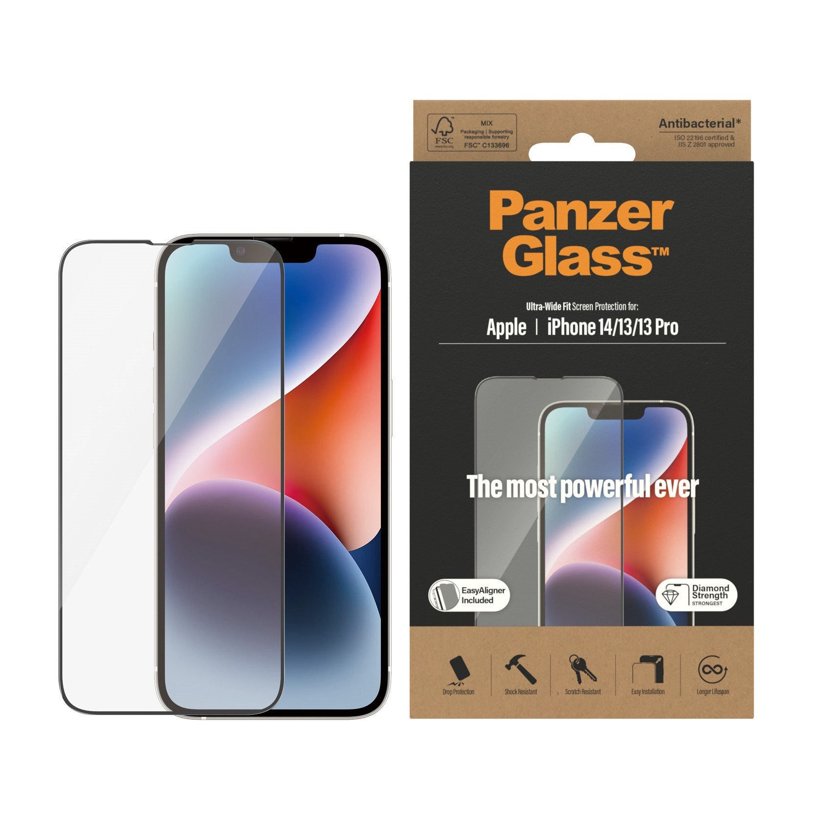 PanzerGlass® Displayschutz iPhone 14 | 13 | 13 Pro | Ultra-Wide Fit m. EasyAligner