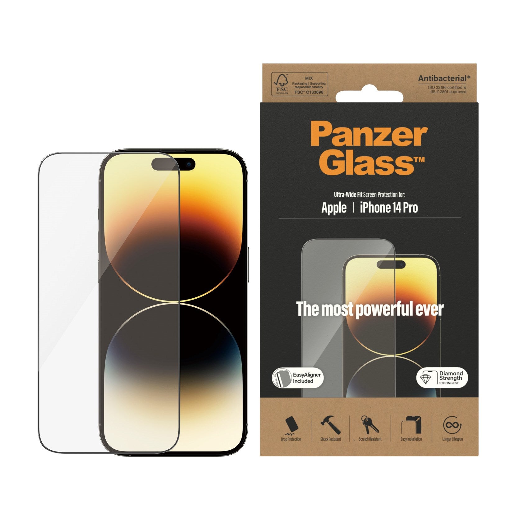 PanzerGlass® Displayschutz iPhone 14 Pro | Ultra-Wide Fit m. EasyAligner