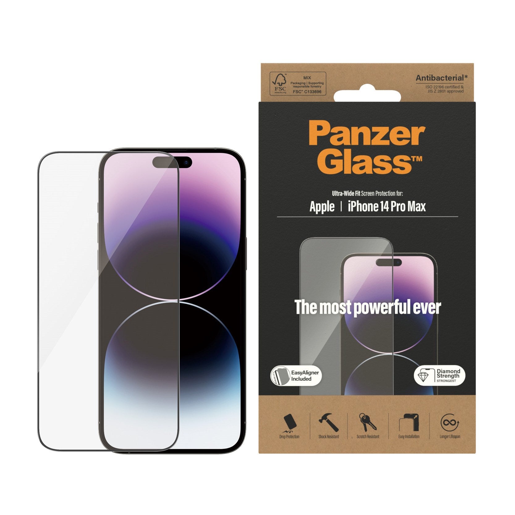 PanzerGlass® Displayschutz iPhone 14 Pro Max | Ultra-Wide Fit m. EasyAligner