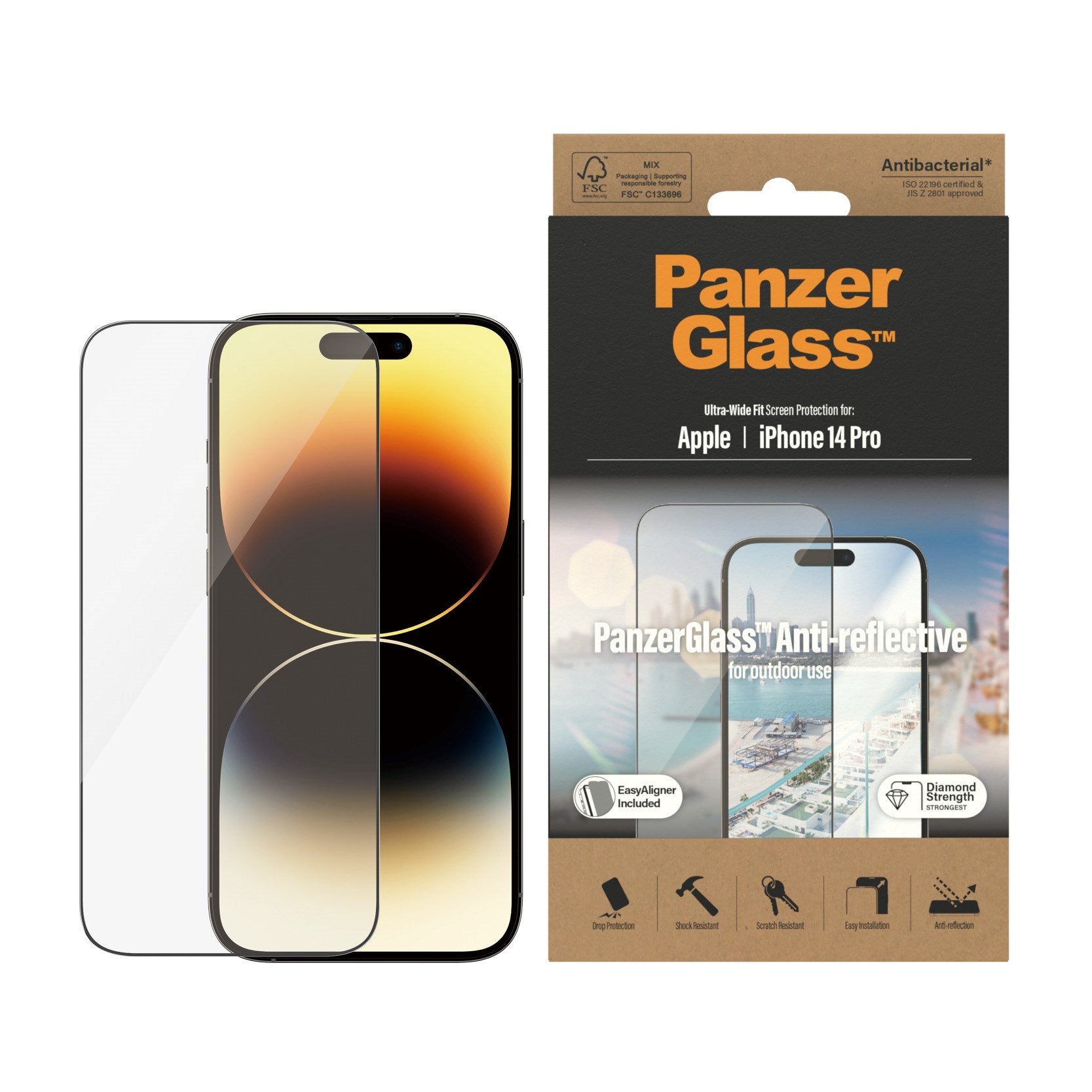 PanzerGlass® Anti-Reflective Displayschutz iPhone 14 Pro | Ultra-Wide Fit m. EasyAligner