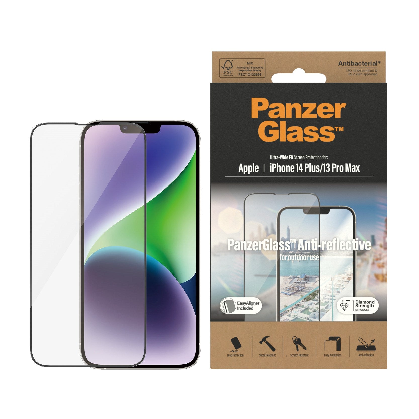 PanzerGlass® Anti-Reflective Displayschutz iPhone 14 Plus | 13 Pro Max | Ultra-Wide Fit m. EasyAligner
