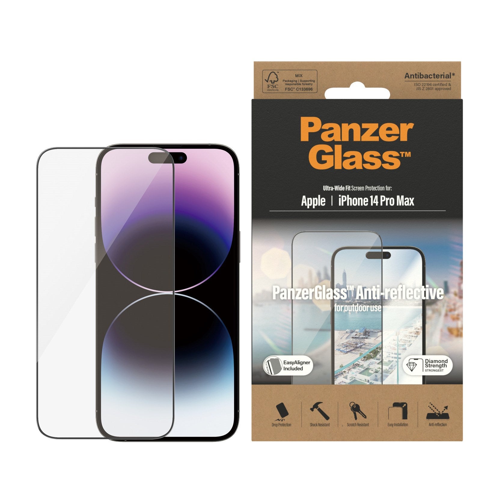 PanzerGlass®Anti-Reflective Displayschutz iPhone 14 Pro Max | Ultra-Wide Fit m. EasyAligner