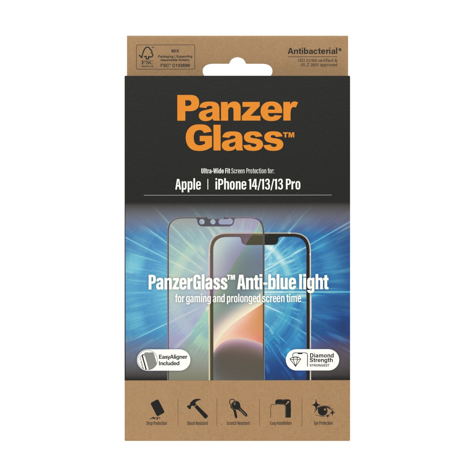PanzerGlass® Anti-blue light Displayschutz iPhone 14 | 13 | 13 Pro | Ultra-Wide Fit m. EasyAligner