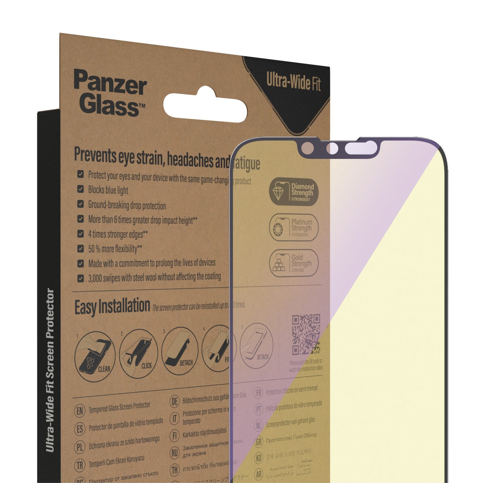 PanzerGlass® Anti-blue light Displayschutz iPhone 14 | 13 | 13 Pro | Ultra-Wide Fit m. EasyAligner