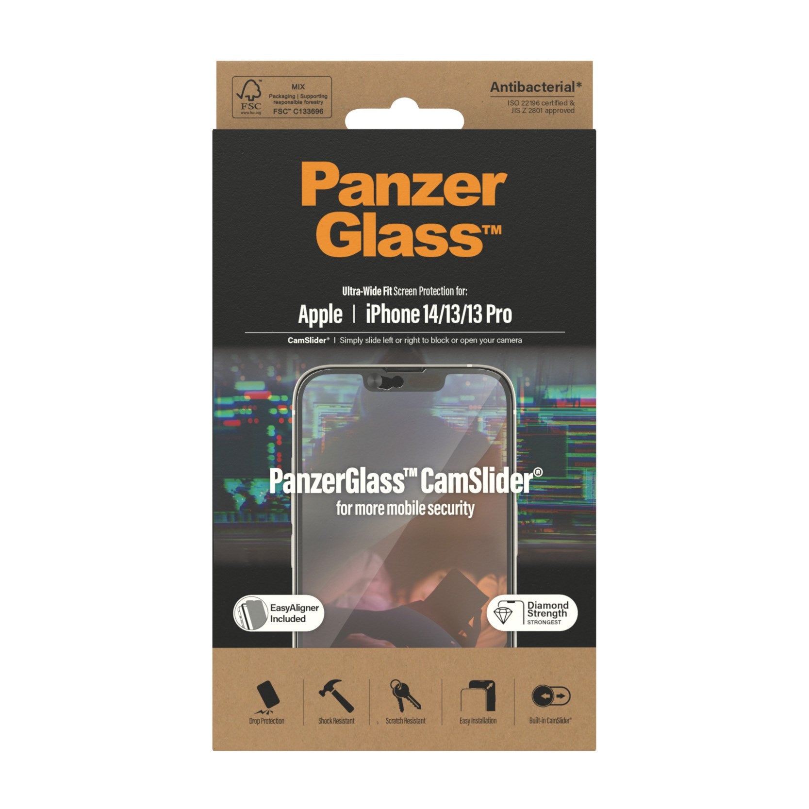 PanzerGlass® CamSlider® Dislayschutz iPhone 14 | 13 | 13 Pro | Ultra-Wide Fit w. EasyAligner