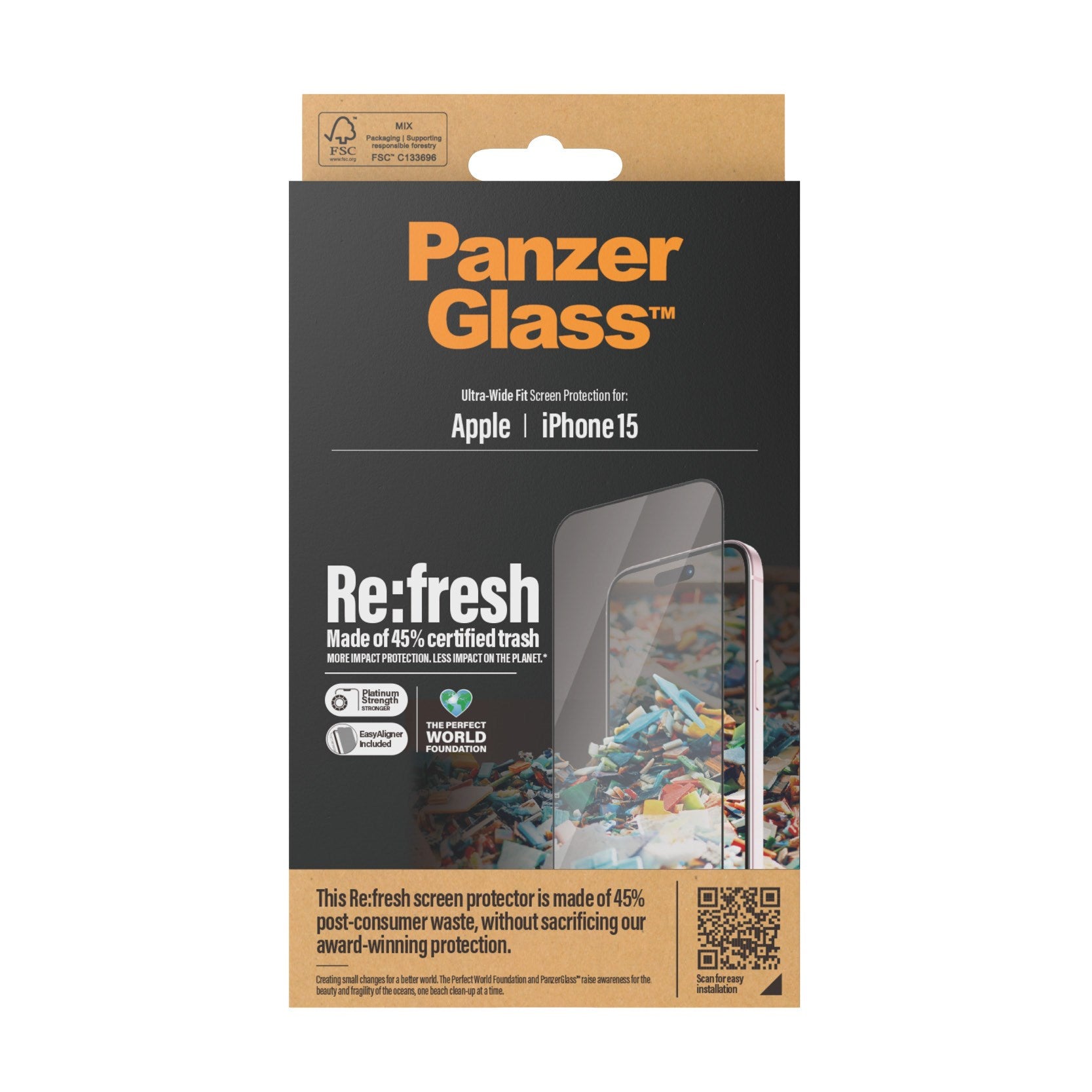 PanzerGlass® Re:fresh Displayschutz iPhone 15 | Ultra-Wide Fit m. EasyAligner