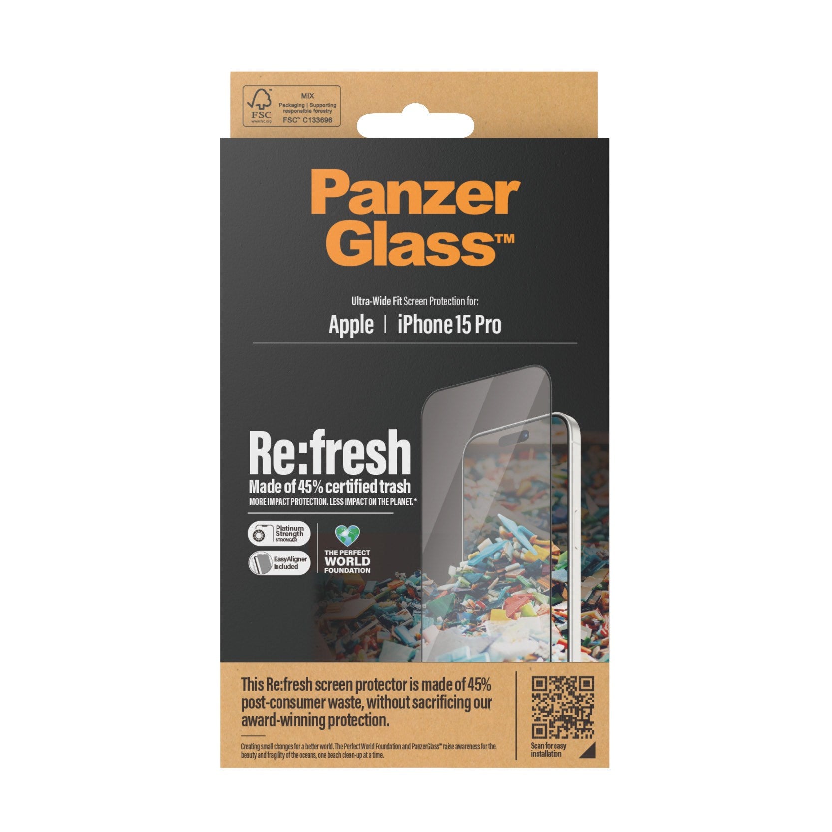 PanzerGlass® Re:fresh Displayschutz iPhone 15 Pro | Ultra-Wide Fit m. EasyAligner