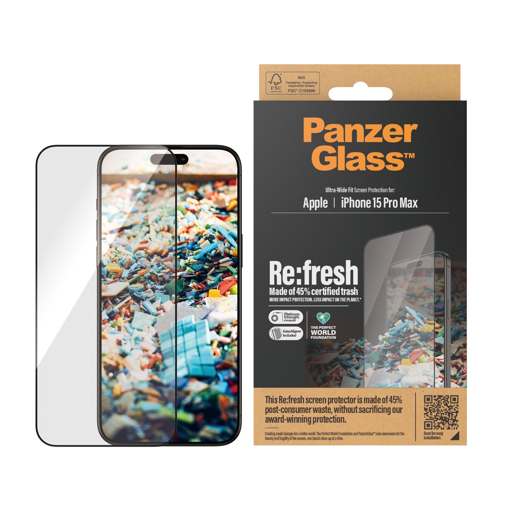 PanzerGlass® Re:fresh Displayschutz iPhone 15 Pro Max | Ultra-Wide Fit m. EasyAligner