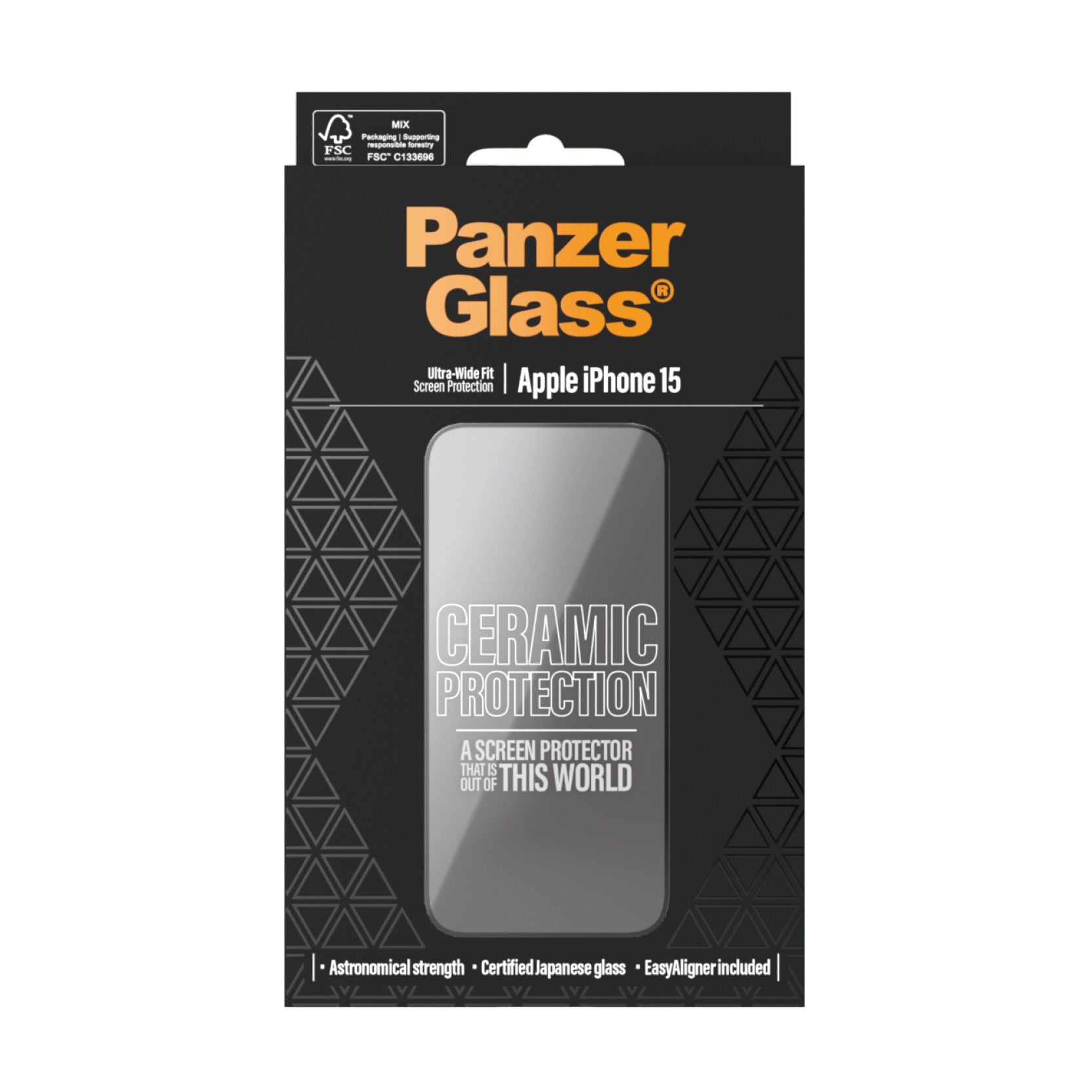 PanzerGlass® Ceramic Protection for iPhone 15 | Ultra-Wide Fit m. EasyAligner