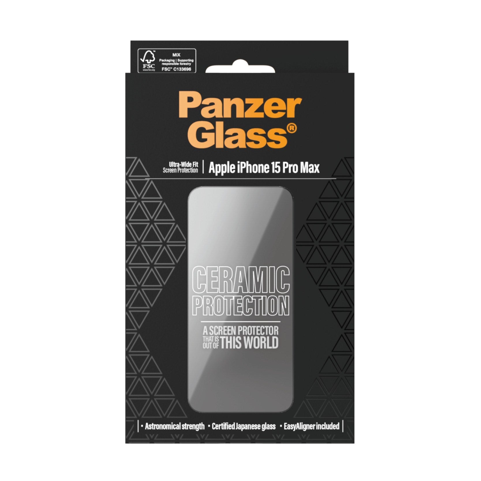 PanzerGlass® Ceramic Protection for iPhone 15 Pro Max | Ultra-Wide Fit m. EasyAligner