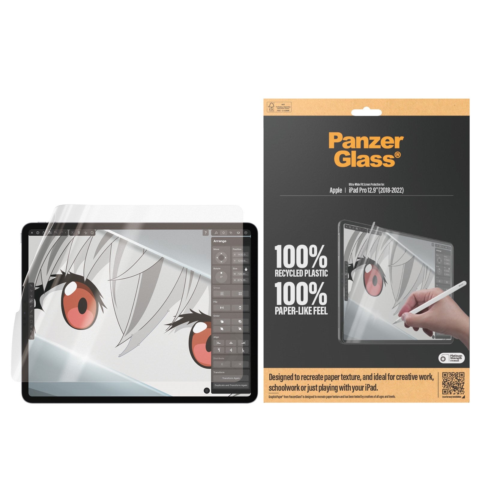 PanzerGlass® GraphicPaper® Displayschutz iPad Pro 12.9'' (2018, 2020, 2021, 2022) | Ultra-Wide Fit