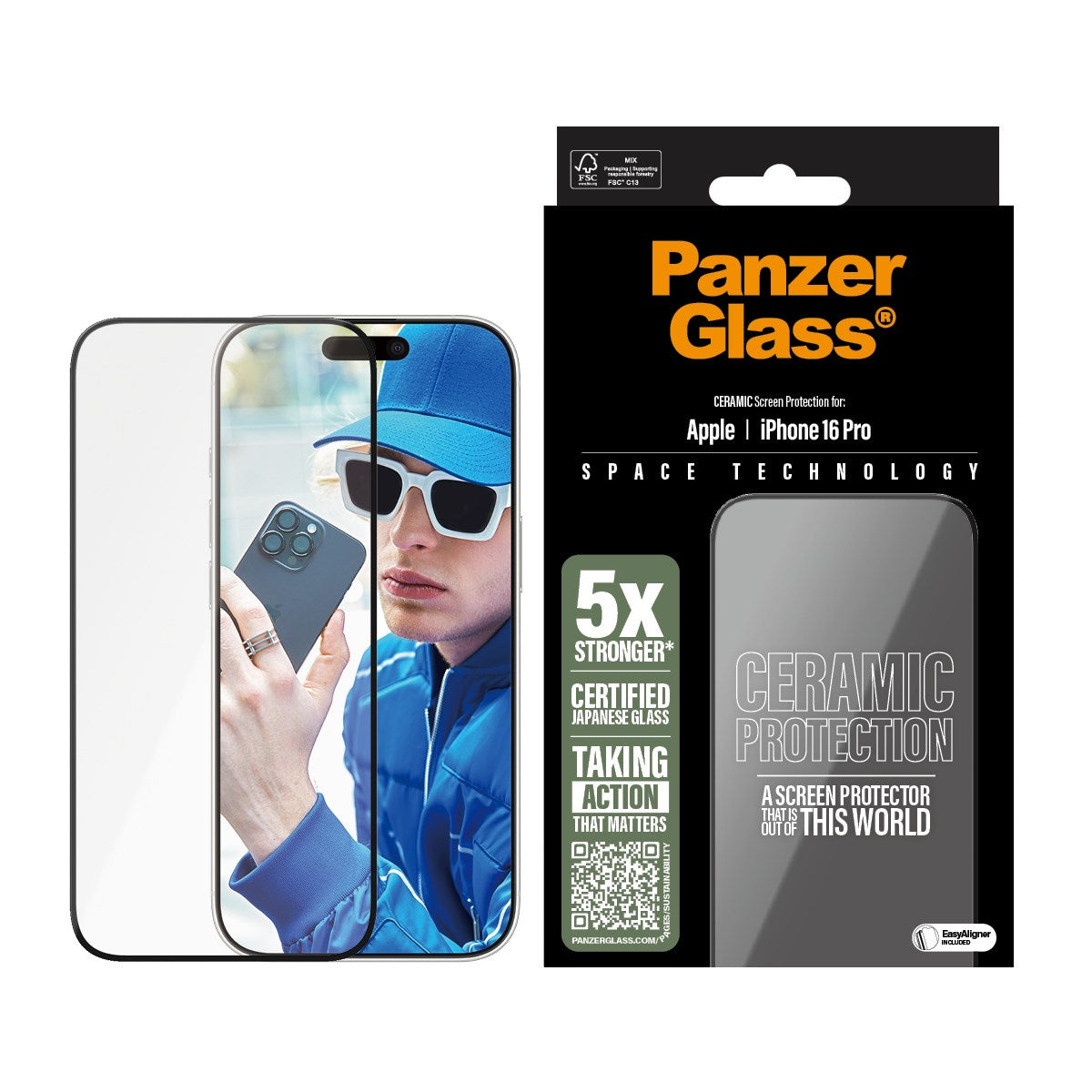 PanzerGlass® Ceramic Displayschutz iPhone 16 Pro | Ultra-Wide Fit