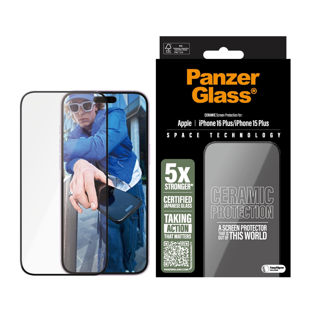 PanzerGlass® Ceramic Displayschutz iPhone 16 Plus | 15 Plus | Ultra-Wide Fit