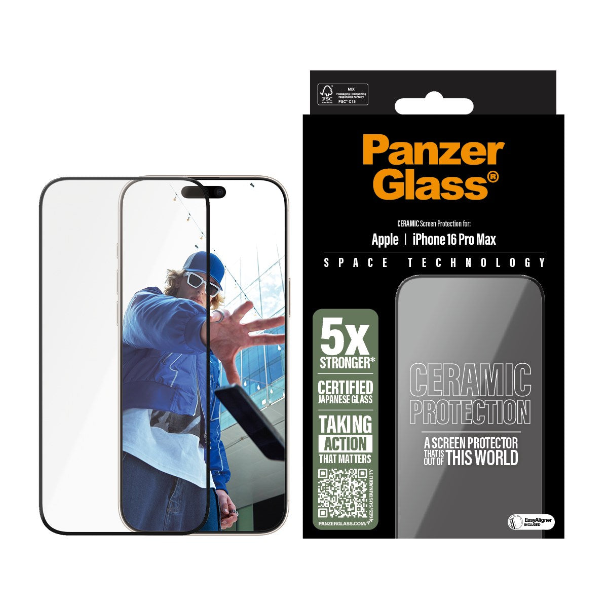 PanzerGlass® Ceramic Displayschutz iPhone 16 Pro Max | Ultra-Wide Fit