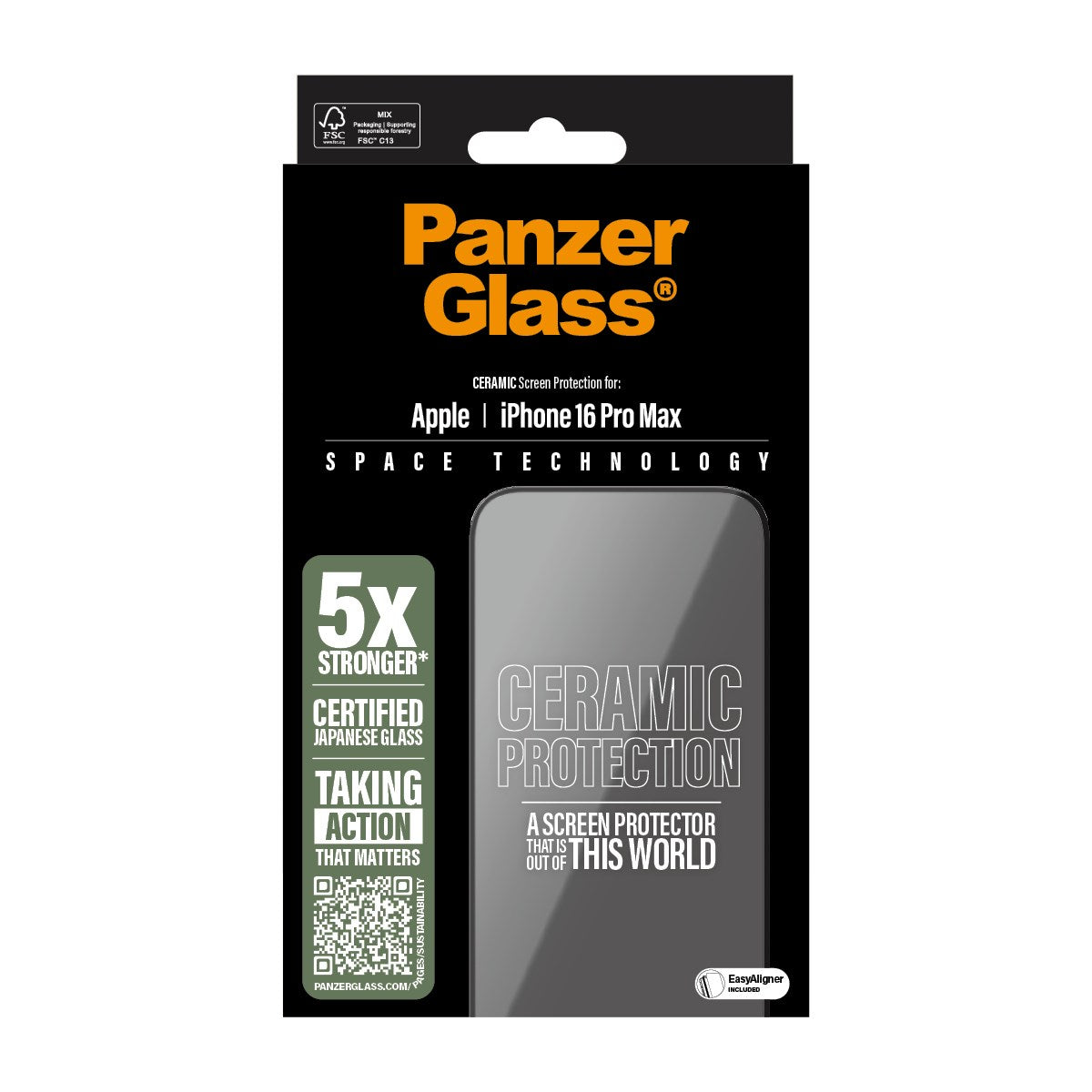 PanzerGlass® Ceramic Displayschutz iPhone 16 Pro Max | Ultra-Wide Fit