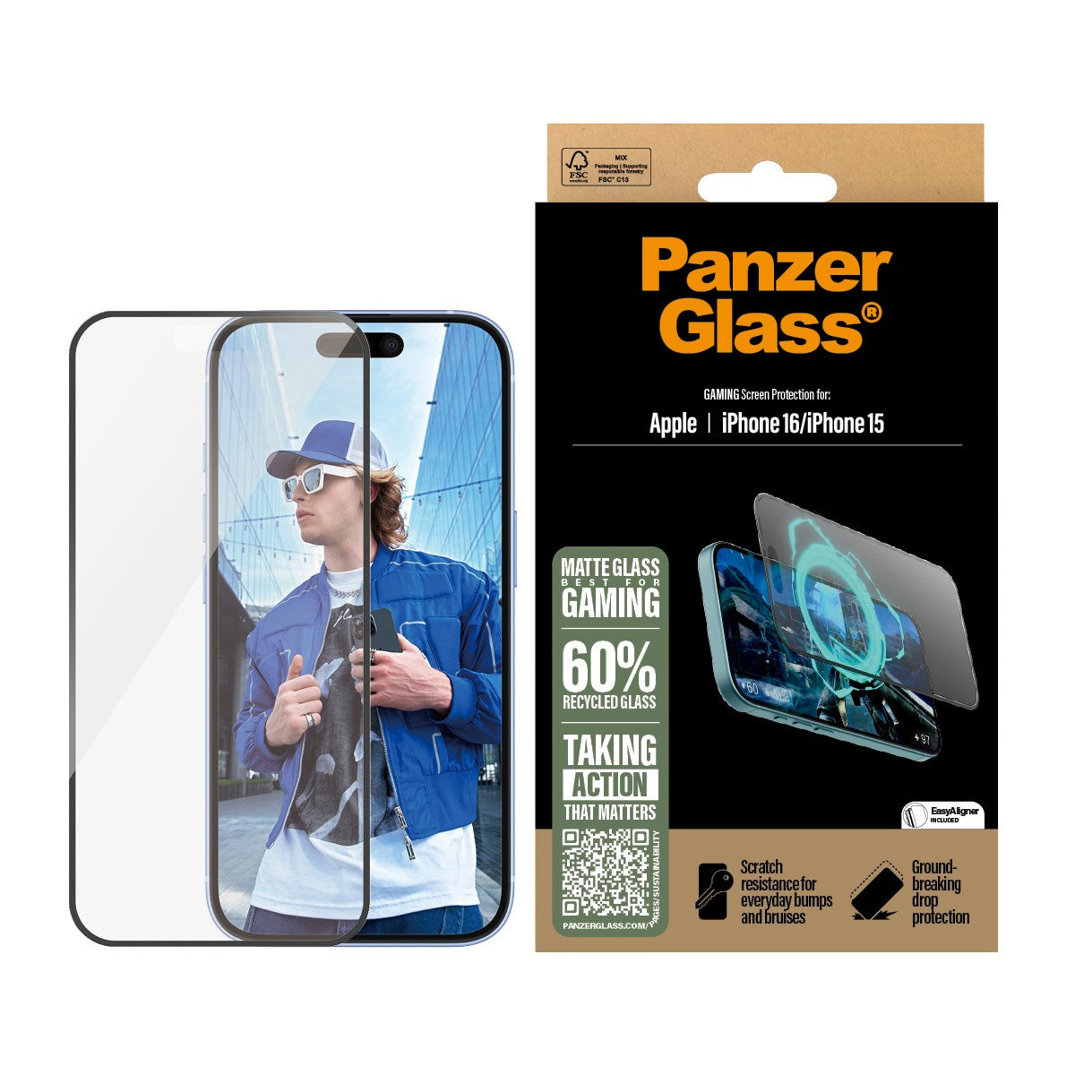 PanzerGlass® Gaming Displayschutz iPhone 16 | 15 | Ultra-Wide Fit