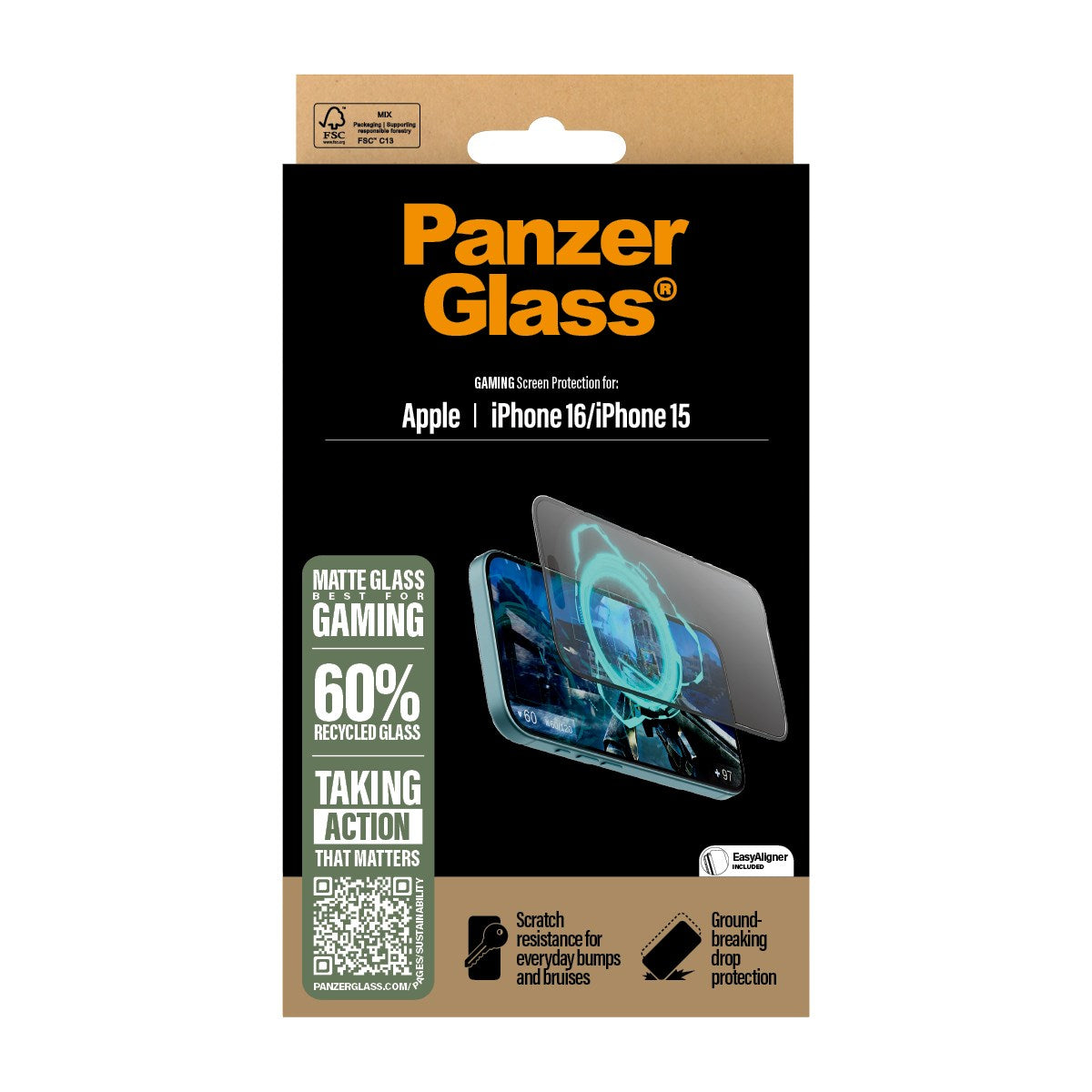 PanzerGlass® Gaming Displayschutz iPhone 16 | 15 | Ultra-Wide Fit