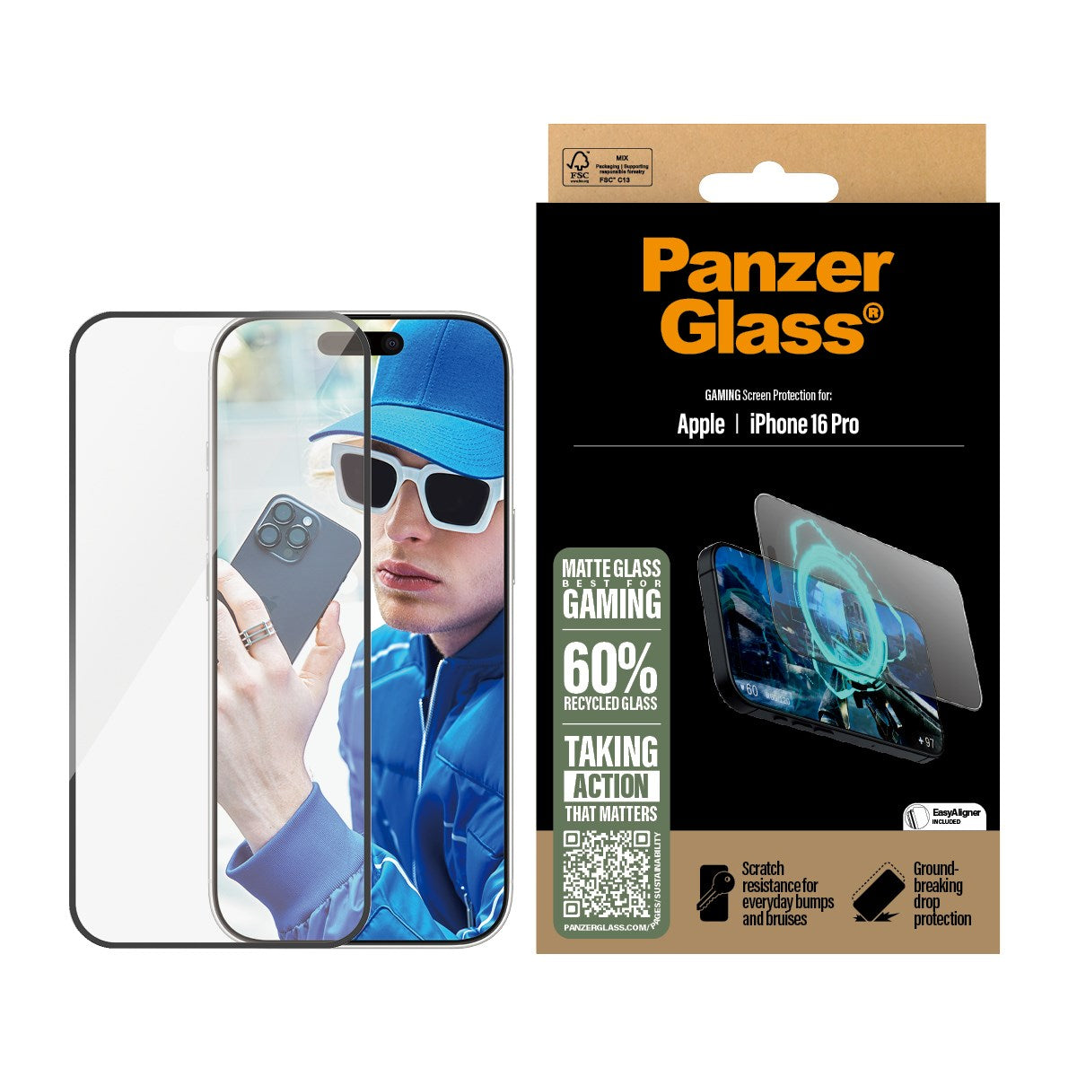 PanzerGlass® Gaming Displayschutz iPhone 16 Pro | Ultra-Wide Fit