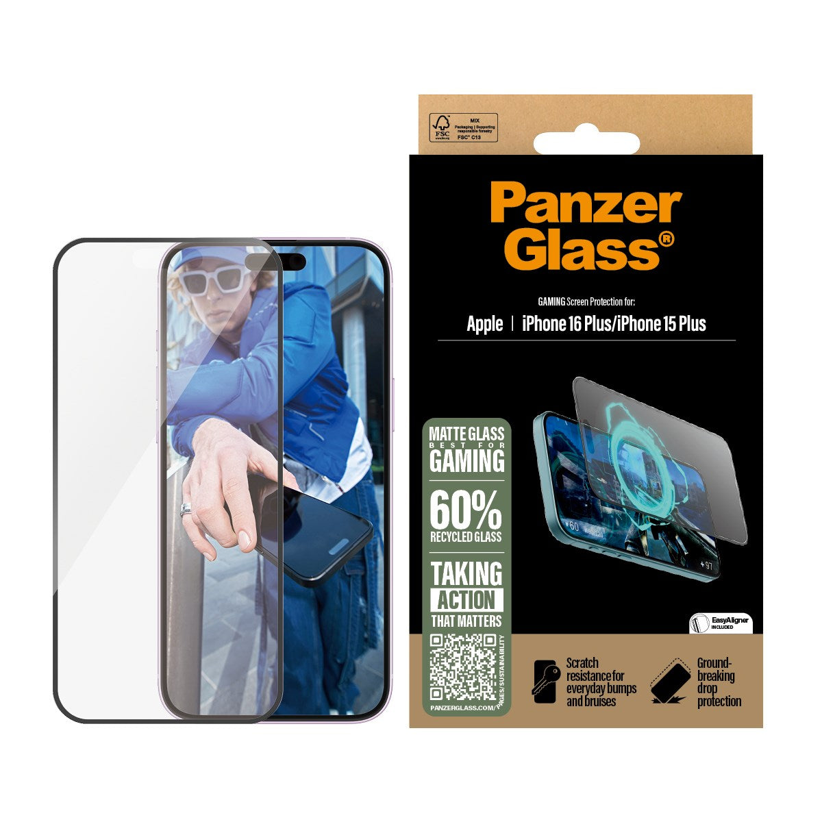 PanzerGlass® Gaming Displayschutz iPhone 16 Plus | 15 Plus | Ultra-Wide Fit