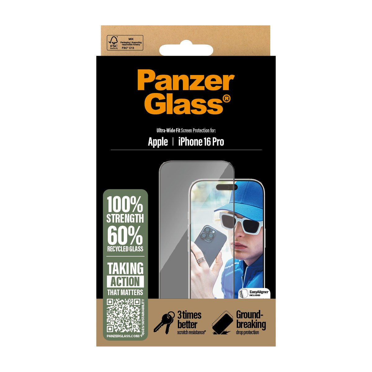 PanzerGlass® Displayschutz iPhone 16 Pro | Ultra-Wide Fit