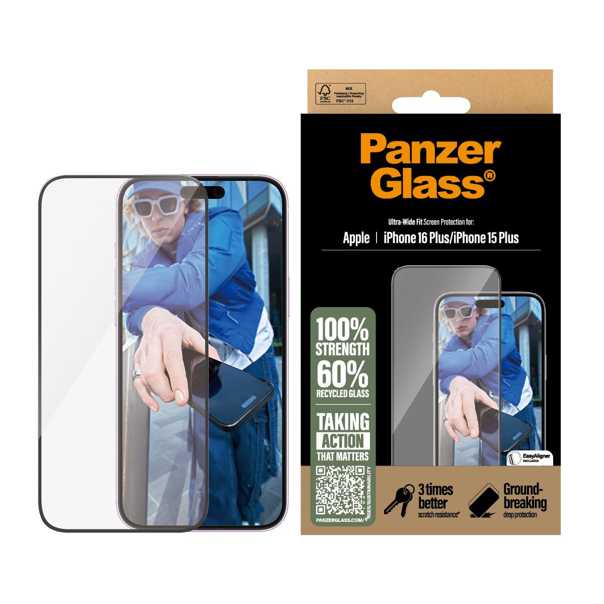 PanzerGlass® Displayschutz iPhone 16 Plus | 15 Plus | Ultra-Wide Fit