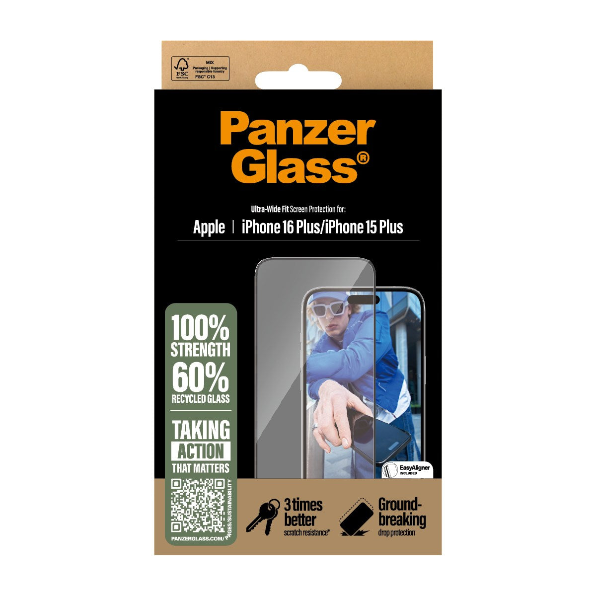 PanzerGlass® Displayschutz iPhone 16 Plus | 15 Plus | Ultra-Wide Fit