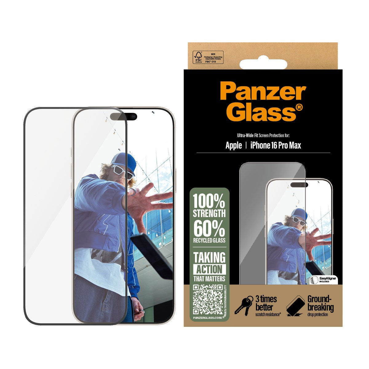 PanzerGlass® Displayschutz iPhone 16 Pro Max | Ultra-Wide Fit