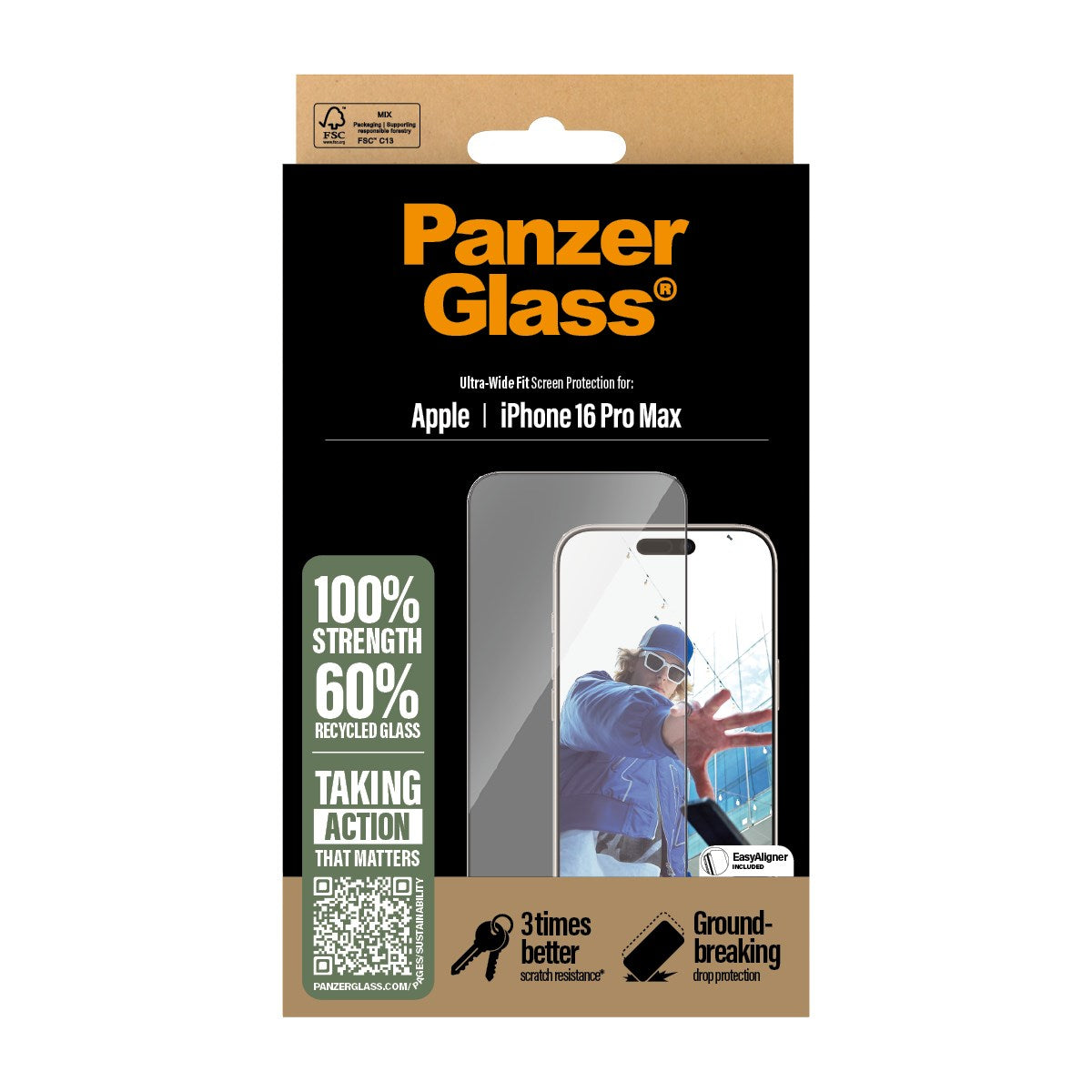 PanzerGlass® Displayschutz iPhone 16 Pro Max | Ultra-Wide Fit