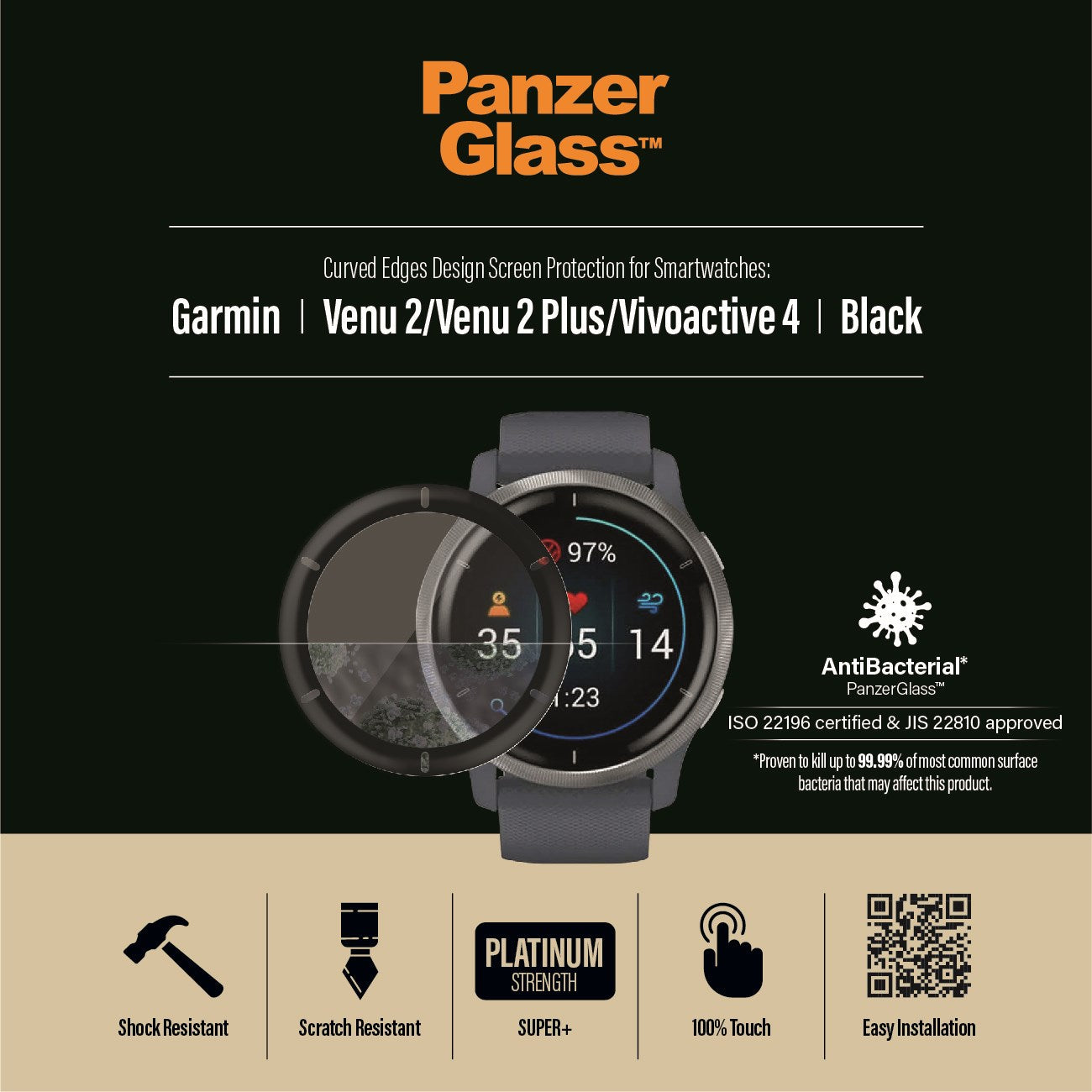 PanzerGlass® Displayschutz Garmin Venu 2 |  Vivoactive 4
