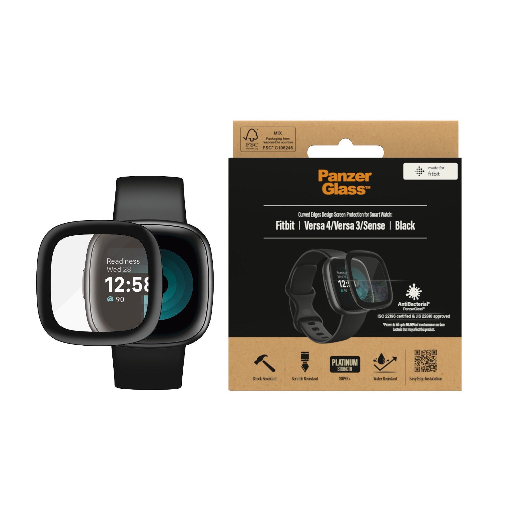 PanzerGlass® Fitbit Versa 4 | Versa 3 | Sense | Displayschutz Glass