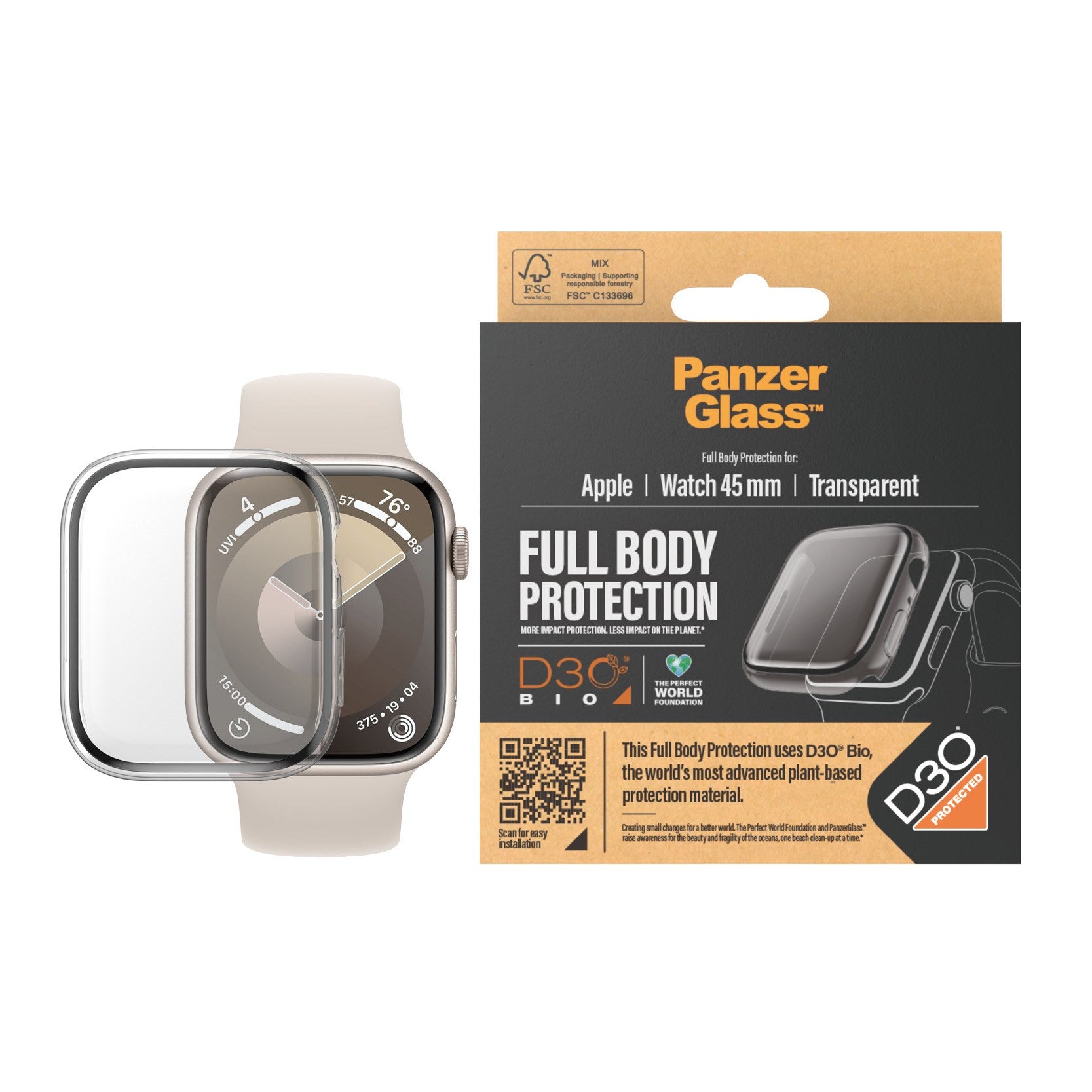 PanzerGlass® Full Body Transparent m. D3O® Apple Watch Series 9 | 45mm