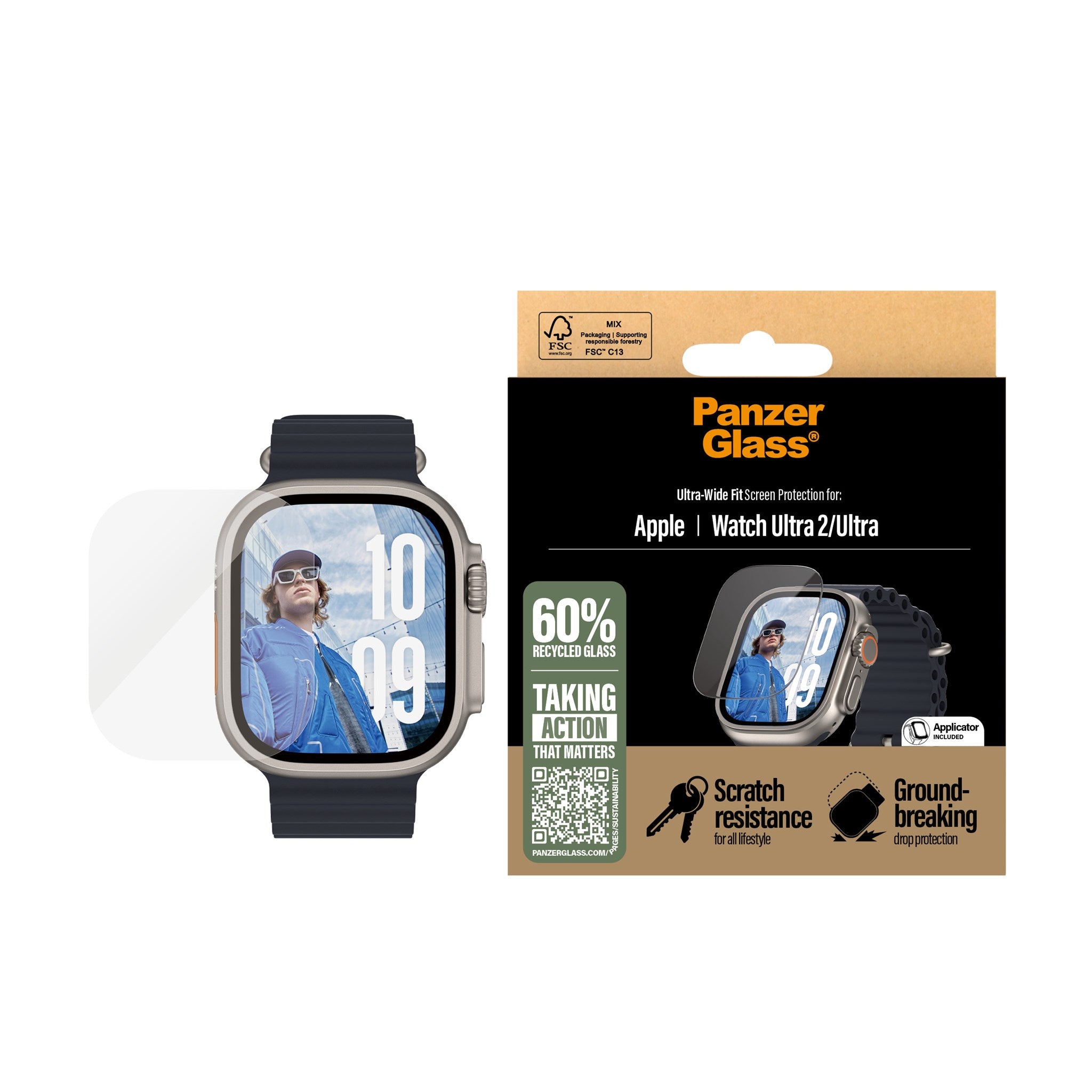 PanzerGlass® Displayschutz Apple Watch Ultra | Ultra 2 | Ultra-Wide Fit