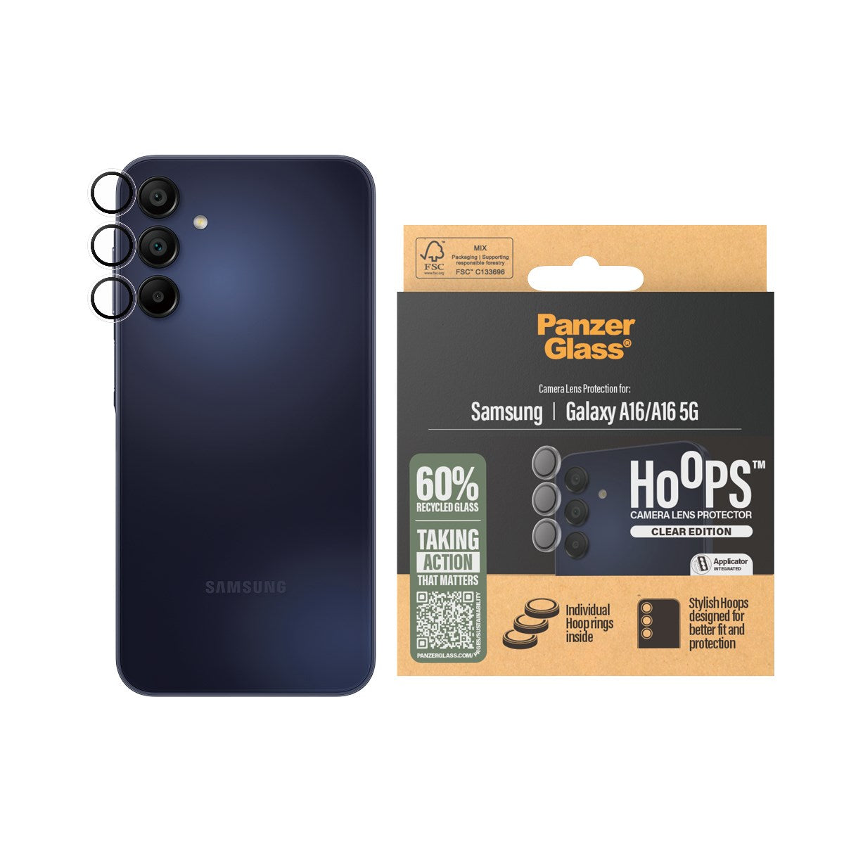 PanzerGlass® Hoops® Transparent Kameraschutz Samsung Galaxy A16 | A16 5G